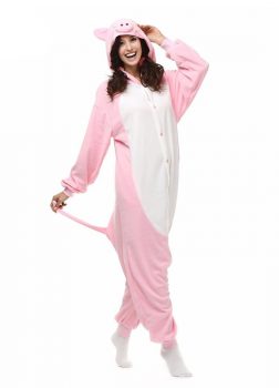 Pyjama Combinaison Cochon Vue De Face Avec Capuche 2